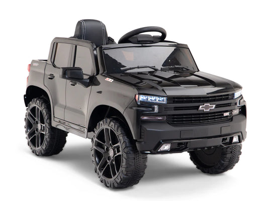 Camioneta Chevrolet Silverado Negro para Niños de 12V con Control Remoto